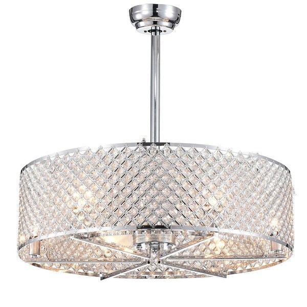 Miyaka Chrome 6-light Lighted Crystal Ceiling Fan