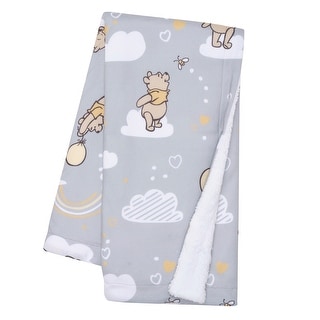 Lambs & Ivy Disney Baby Hunny Bear Winnie the Pooh Gray Soft Sherpa Baby Blanket