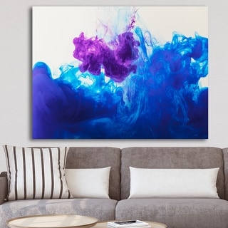 Designart "Blue and Purple Ink Composition" Mid-Century Modern Canvas Art - Orange