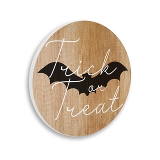 Stupell Rustic Trick Or Treat Phrase Circular Wall Plaque, Design by Lil' Rue