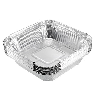6.3" x 6.3" Aluminum Foil Pans, 15oz Disposable Trays Containers 12pcs - Silver