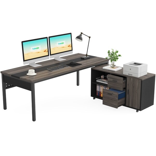 Modern Executive Desk, 70.8'' Computer Desk with 47 inch Lateral File Cabinet for Home Office