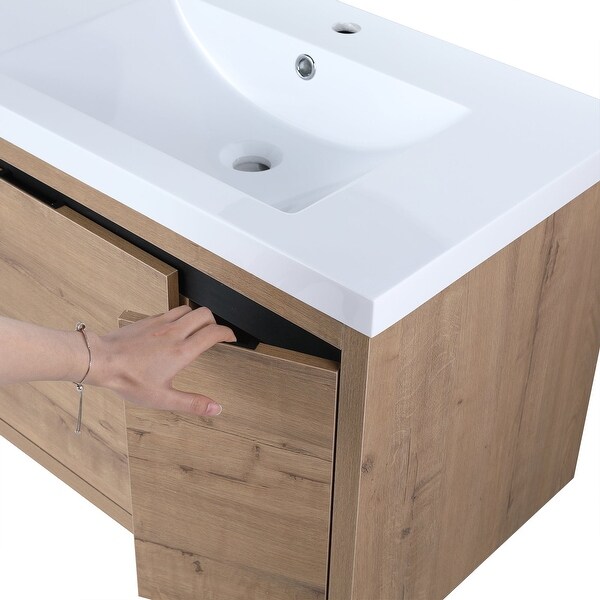 30 inch Bathroom Vanity with White Resin Top and Basin