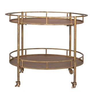 2-Tier Metal Bar Cart with Locking Caster Wheels
