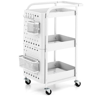 3-Tier Utility Storage Cart with Pegboard Baskets