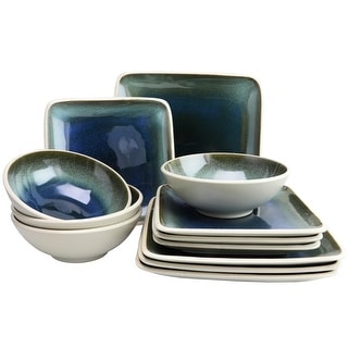 12 Piece Square Dinnerware Set in Navy Ombre