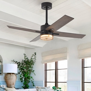 48" Farmhouse Ceiling Fans with Light Remote Control, 4 Reversible Blade - 48 Inch