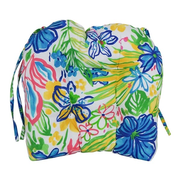 16-inch Rounded Back Tufted Indoor/ Outdoor Chair Cushions (Set of 4) - 16"