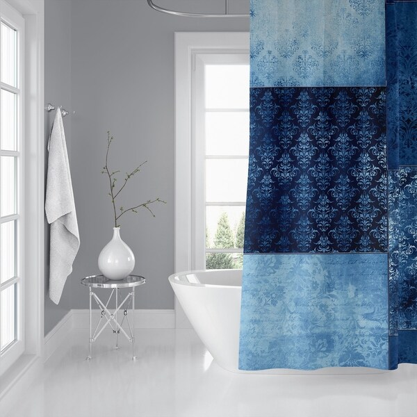 ECLECTIC BOHEMIAN PATCHWORK BLUE Shower Curtain by Kavka Designs