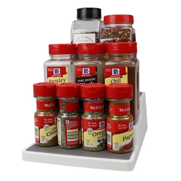 3 Tier Rubber Lined Plastic Seasoning Rack, White