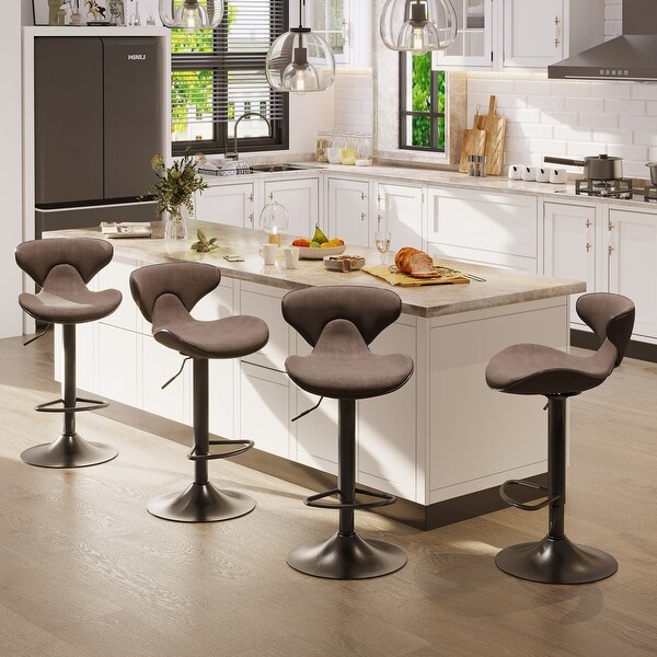 ALPHA HOME Counter Height Adjustable Swivel Bar Chair (Set of 2)