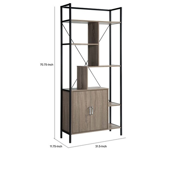 Viola 71 Inch Modern Display Cabinet with 7 Shelves, Metal Frame, Gray