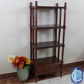 International Caravan Windsor 4-tier/ 1-drawer Hand-carved Hardwood Bookshelf