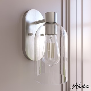 Hunter Lochemeade 1 Light Wall Sconce, Damp Rated - Bathroom, Hallway, Bedroom - Modern Farmhouse, Contemporary, Industrial