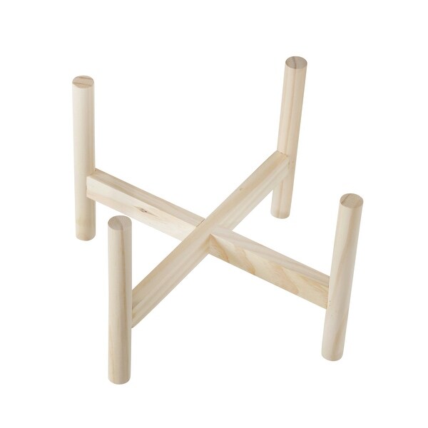 12" Ceramic Dotted Planter with Wood Stand, White 12"H - 10.0" x 10.0" x 12.0"