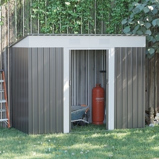 Outsunny 6' x 4' Steel Frame Backyard Garden Tool Storage Shed with 2 Air Vents and Dual Locking Doors