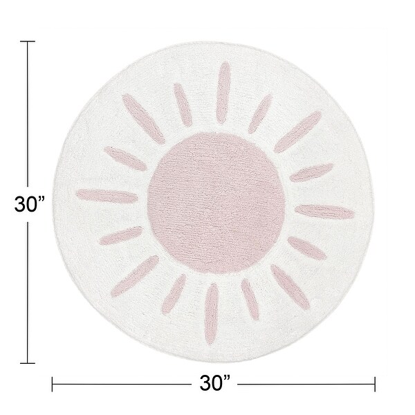 Boho Desert Sun Collection Accent Floor Rug (2'5" Round) - Pink Mauve White Bohemian Watercolor Southwest Nature Outdoors