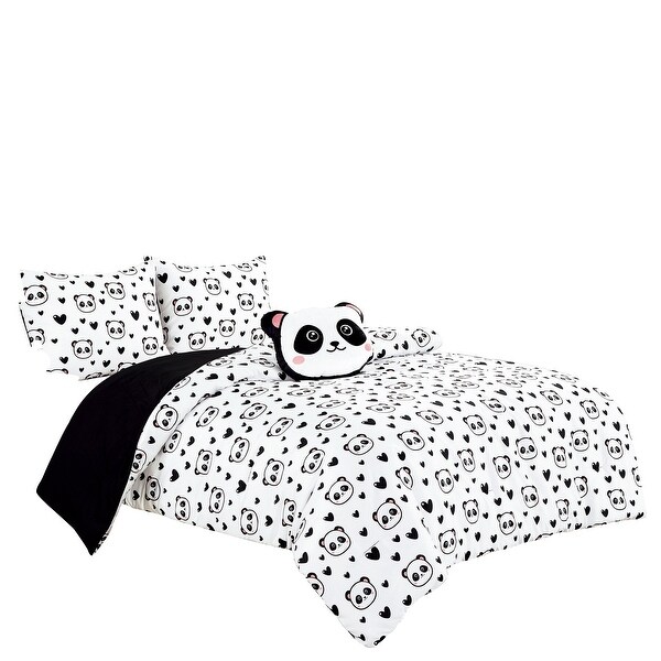 Wellco Bedding Comforter Set Bed In A Bag - 4 Piece microfiber Bedding Sets - Oversized Bedroom Comforters,PANDA