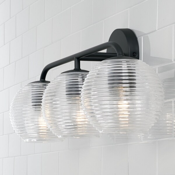 Dolan 3-light Bath/ Vanity Fixture w/ Clear Ribbed Glass