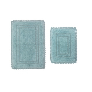 Home Weavers Casual Elegence Bathmat Absorbent Cotton 2 Piece Set Machine Washable, Reversible Bath Rug-17"x24", 21"x34"