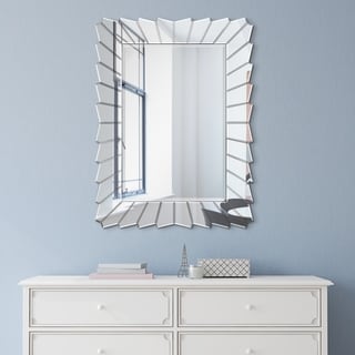 Porch & Den St. Barbara Beveled Rectangular Wall Mirror with Geometric Edges