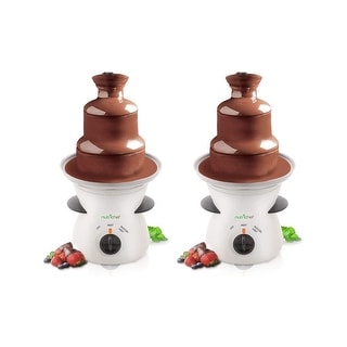 NutriChef 16oz 3 Tier Electric Fondue Maker Fountain Chocolate Melter (2 Pack) - 3.5