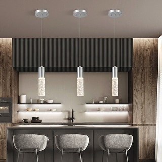 Modern LED Mini Pendant Light Crystal Bubble Glass Hanging Ceiling Light Fixtures for Kitchen Island Dining Room
