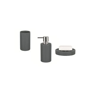 3-Piece Countertop Accessories Set Spirella Tube Dark Gray Stoneware - Dark Gray
