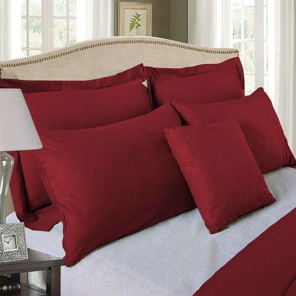 10 Piece Bed In A Bag Comforter Set Plaid Embossed Twin Burgandy