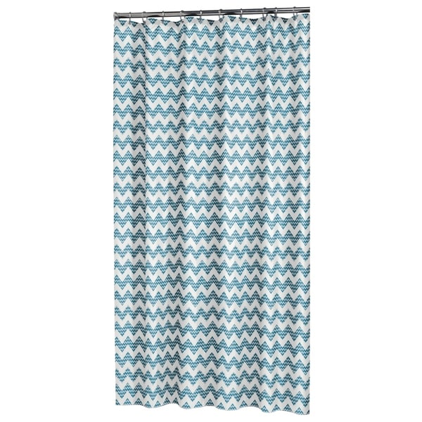 Sealskin Extra Long Shower Curtain 78 x 72 Inch Chevron Petrol Blue Fabric
