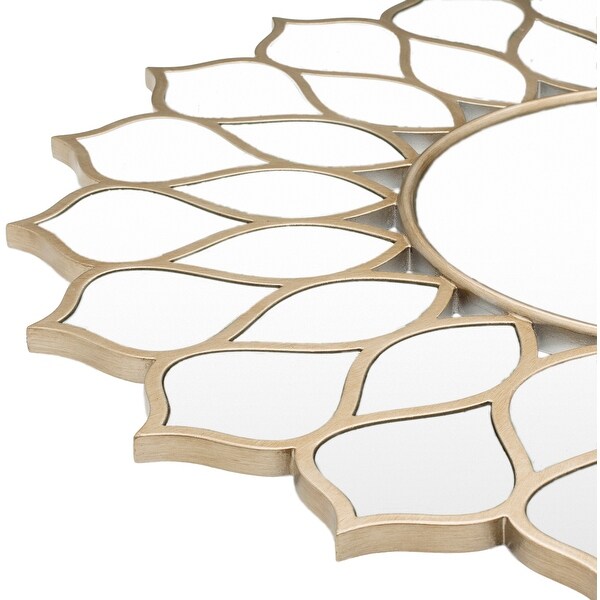 Zebulon Floral Champagne Gold Mirror - 39"H x 39"W