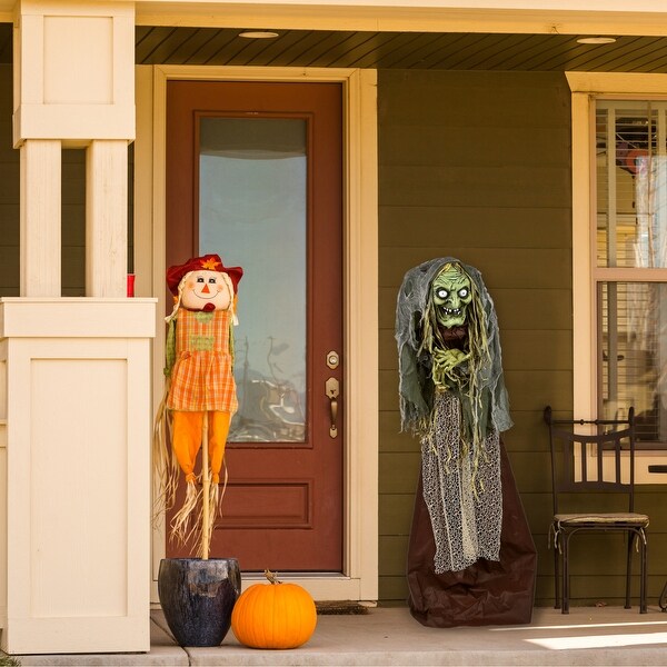 59" Animated Halloween Green Witch, Sound Activated