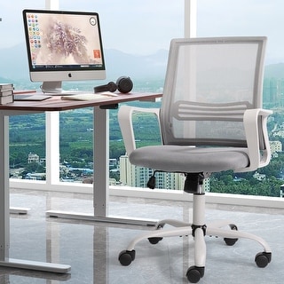 Home Office Mesh Desk Chair Modern, Mid Back, Lumbar Support, Padded Seat and Armrest, Adjustable Height - N/A