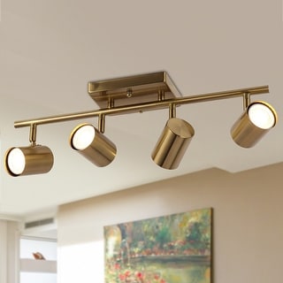 Modern 4-Light Adjustable Gold Track Lighting Linear Spotlight Ceiling Light - 19.5" L x 6.5" W x 4.5" H