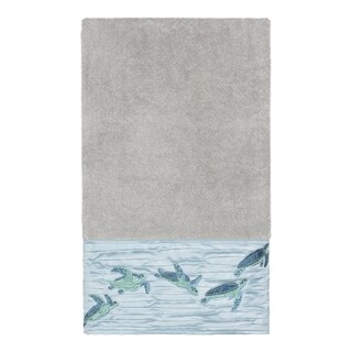 Authentic Hotel and Spa Turkish Cotton Turtles Embroidered Light Grey Bath Towel