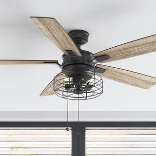 52" Prominence Home Cypher Industrial Ceiling Fan with Remote, Matte Black - 52