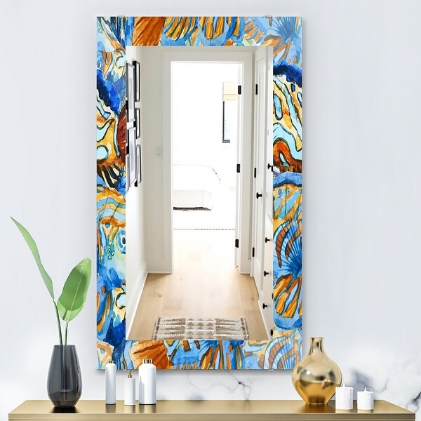 Designart 'Orange and Blue Fishes' Traditional Mirror - Printed Wall Mirror