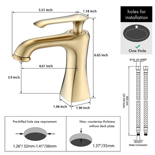BATHLET Single Hole Single Handle Bathroom Sink Faucet