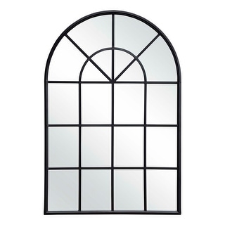 Black Arched Window Mirror with Metal Frame, Cathedral Mirror for Living Room,Bedroom