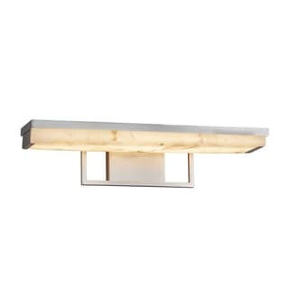 Justice Design Alabaster Rocks! Elevate 20-inch Brushed Nickel LED Linear Bath Light, Shaved Alabaster Rocks Shade