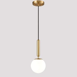 Padana Mid Century Modern Globe Pendant Light Opal Glass Hanging Light Fixture - N/A