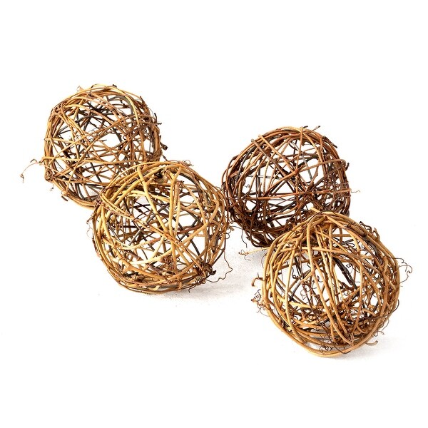 Sullivans Artificial Set of 4 Vine Balls 3.5"H Brown - 3.5"L x 3.5"W x 3.5"H