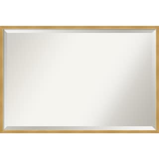 Beveled Wood Bathroom Wall Mirror - Svelte Polished Gold Frame