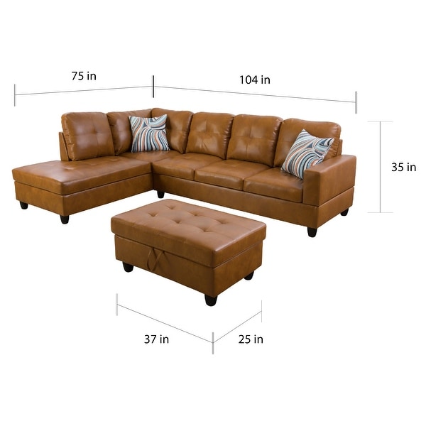 Left Facing Ginger 3-piece Sectional Sofa Set