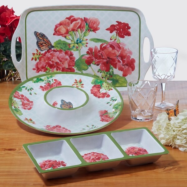 Certified International Geraniums 11" Melamine Dinner Plates, Set of 6 - 11" Dia.