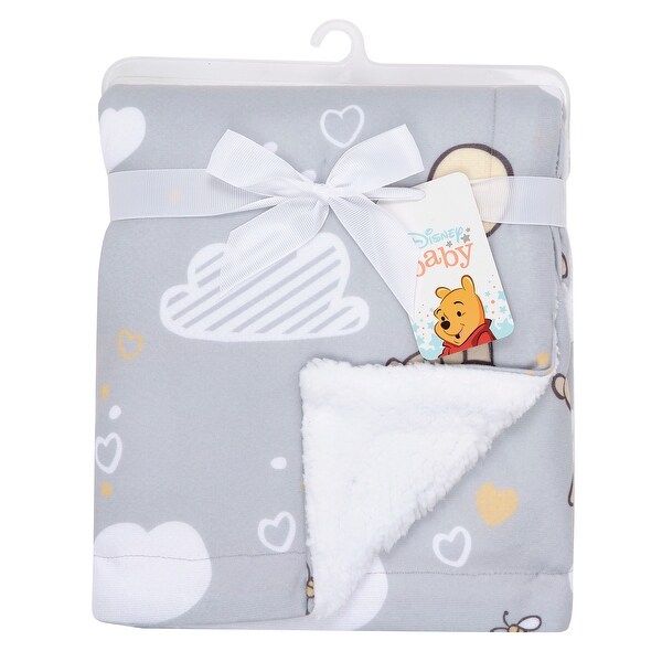 Lambs & Ivy Disney Baby Hunny Bear Winnie the Pooh Gray Soft Sherpa Baby Blanket