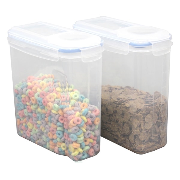 BPA-Free Plastic Food Cereal Containers Airtight Spout Lid, Set of 2