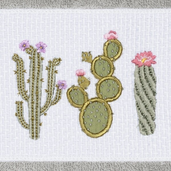 Authentic Hotel and Spa Turkish Cotton Cactus Embroidered Light Grey 8-piece Towel Set