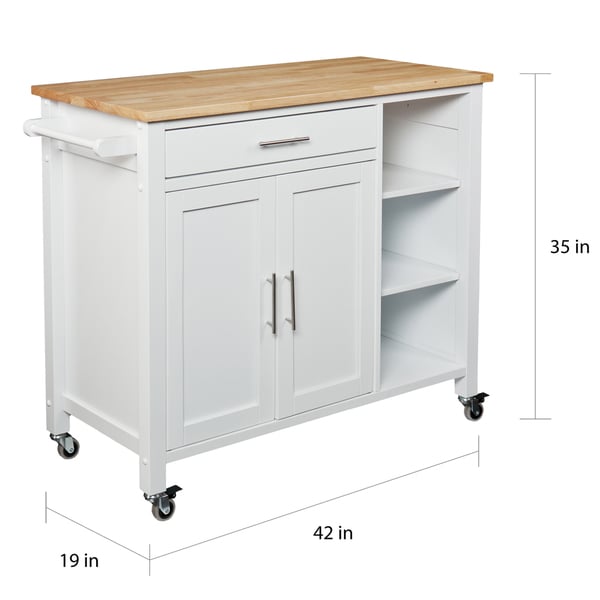 SEI Furniture Oriaga White Kitchen Cart