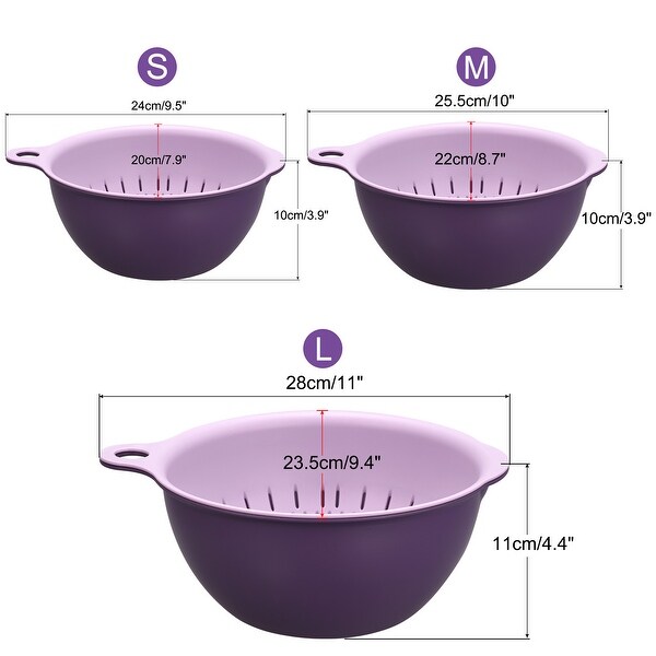 Strainer Colander Bowl Set Double Layer Drain Basin and Basket - 28cm x 23.5cm x 11cm